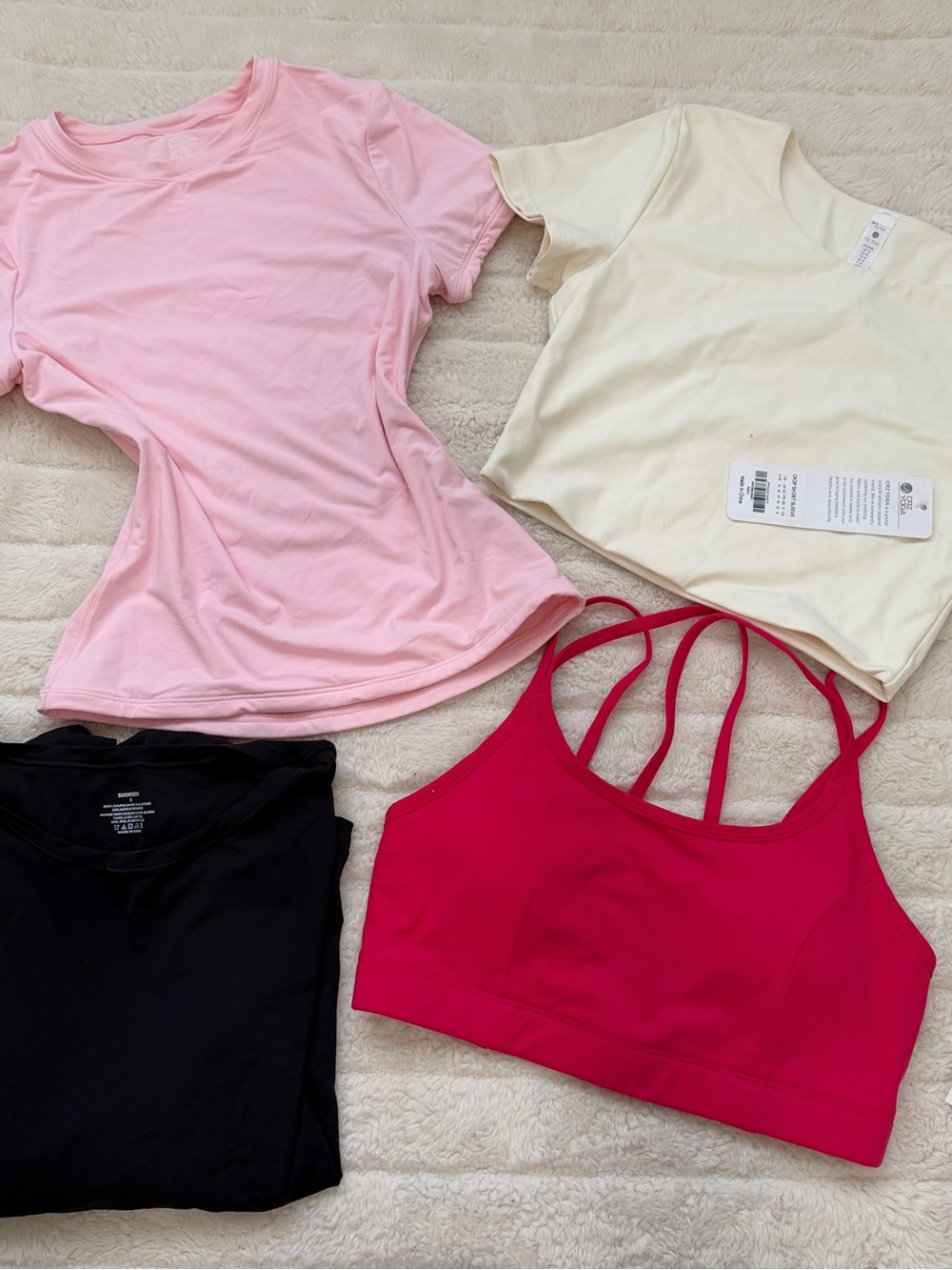 Women’s Pink Short Sleeve Tee & Hot Pink Sports Bra Set
